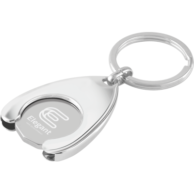 EXPRESS TROLLEY COIN WISHBONE HOLDER KEYRING - LASER ENGRAVED