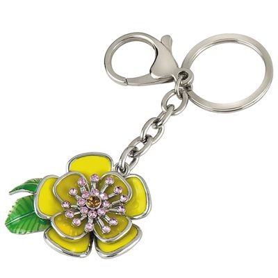 FLOWER SILVER METAL KEYRING