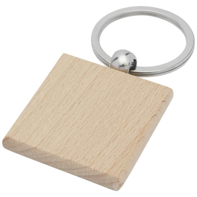 GIOIA BEECH WOOD WOOD SQUARED KEYRING CHAIN in Natural