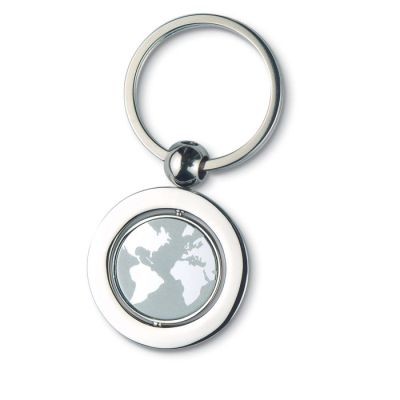 GLOBE METAL KEYRING in Silver