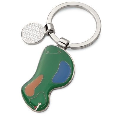 GOLF COURSE & GOLF BALL METAL KEYRING