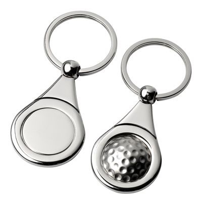 GOLF SILVER METAL KEYRING with Golf Ball Design