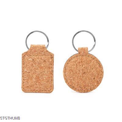 HIBIS CLASSIC NATURAL CORK KEYRING with Metal Ring