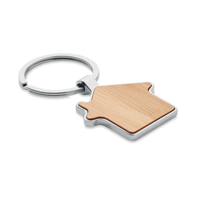 HOUSE KEYRING METAL BAMBOO in Brown