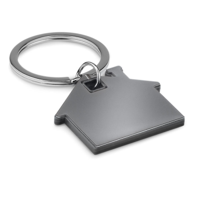 HOUSE SHAPE PLASTIC KEYRING in Black