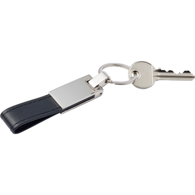 KEY HOLDER KEYRING with PU Loop in Black