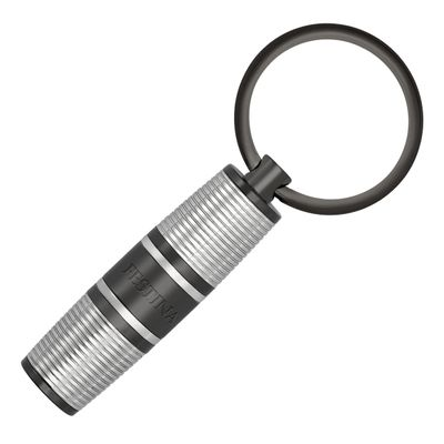 KEYRING BOLD STRIPE SILVER CHROME & GUN