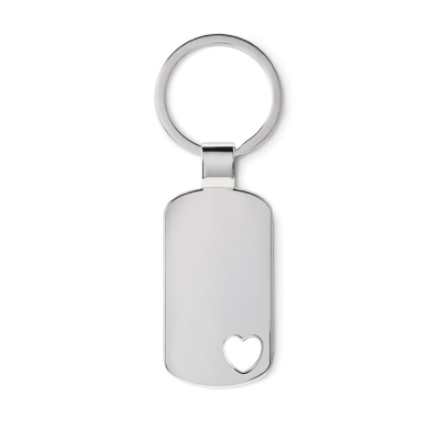 KEYRING with Heart Detail in Silver
