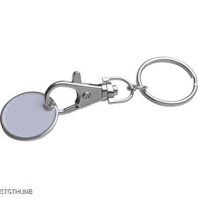 KEYRING with Shopping Coin in White