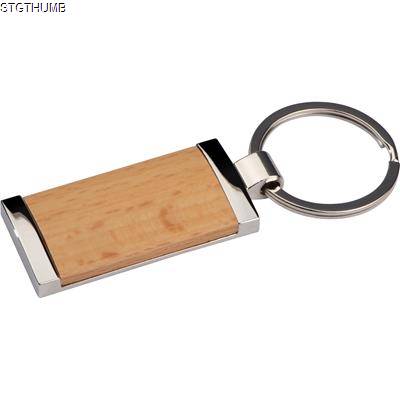 KEYRING with Wood Stick in Brown