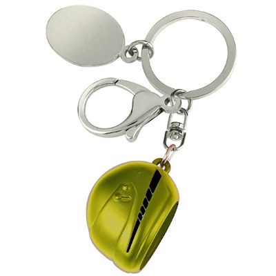 LARGE MOTORCYCLE HELMET METAL KEYRING in Yellow