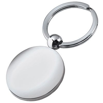 LARGE ROUND POLISHED METAL KEYRING