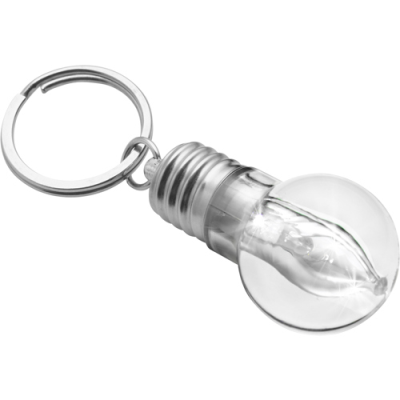 LIGHT BULB KEY HOLDER KEYRING in Silver