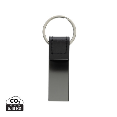 LUXURY PU KEYRING CHAIN RCS RECYCLED ZINC ALLOY in Black