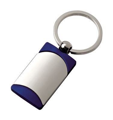 METAL KEYRING in Matt Silver & Blue