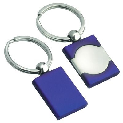 METAL KEYRING in Satin Silver & Blue