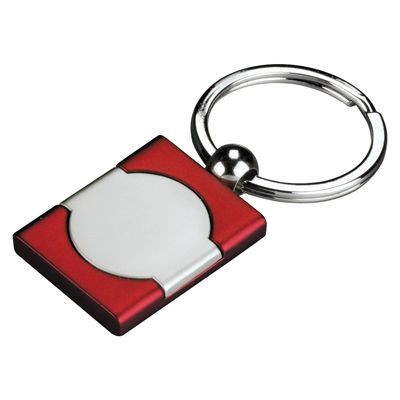 METAL KEYRING in Satin Silver & Red