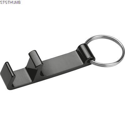 METAL KEYRING with Bottle & Can Opener in Black