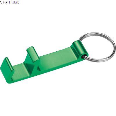 METAL KEYRING with Bottle & Can Opener in Green