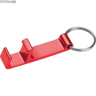 METAL KEYRING with Bottle & Can Opener in Red