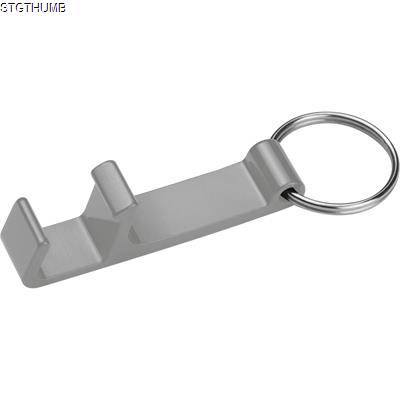 METAL KEYRING with Bottle & Can Opener in Silvergrey