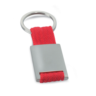 METAL RECTANGULAR KEYRING in Red