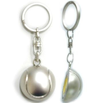 METAL TENNIS BALL KEYRING in Silver