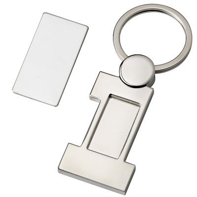 NUMBER ONE SHINY SILVER METAL KEYRING with Detachable Plate