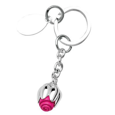 PINK METAL TULIP KEYRING in Silver