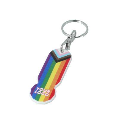 PRIDE RAINBOW TROLLEY STICK RECTANGULAR KEYRING