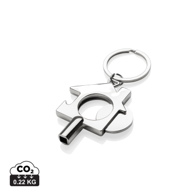 RCS RECYCLED ZINC ALLOY 3 in 1 Keyring Chain in Silver