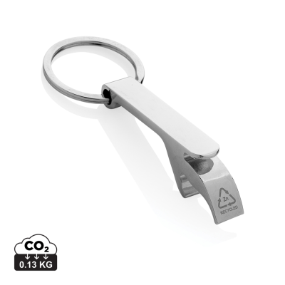 RCS RECYCLED ZINC ALLOY BOTTLE OPENER KEYRING CHAIN in Silver