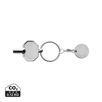 RCS RECYCLED ZINC ALLOY RADIATOR KEY KEYRING CHAIN with Coin in Silver