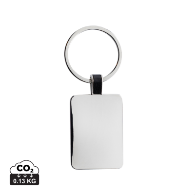 RCS RECYCLED ZINC ALLOY RECTANGULAR KEYRING in Silver