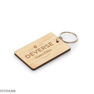 RECTANGULAR BAMBOO KEYRING