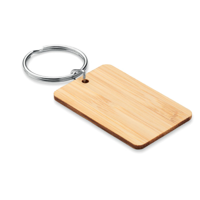 RECTANGULAR BAMBOO KEYRING in Brown