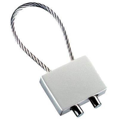 RECTANGULAR CABLE KEYRING in Matt Silver Metal