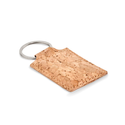 RECTANGULAR CORK KEYRING in Brown