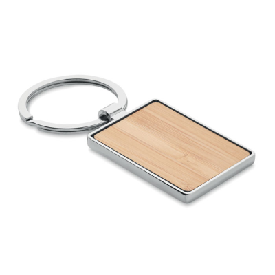 RECTANGULAR KEYRING BAMBOO in Brown