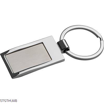 RECTANGULAR METAL KEYRING in Silver