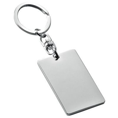 RECTANGULAR METAL KEYRING in Silver