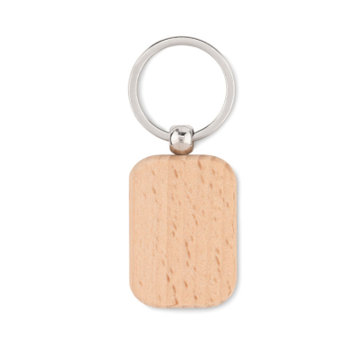 RECTANGULAR WOOD KEYRING in Brown