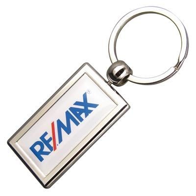 RECTANGULAR ZINC ALLOY DOMED KEYRINGS