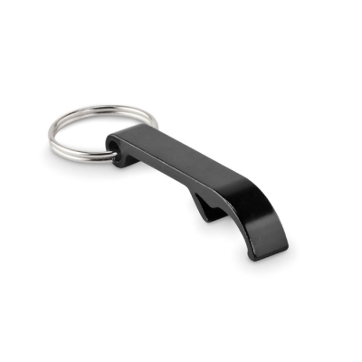 RECYCLED ALUMINIUM METAL KEYRING in Black