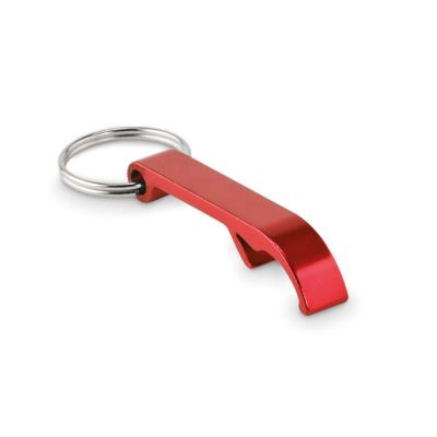 RECYCLED ALUMINIUM METAL KEYRING in Red