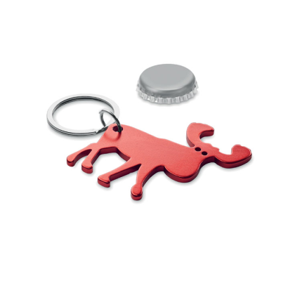 RECYCLED ALUMINIUM METAL KEYRING in Red