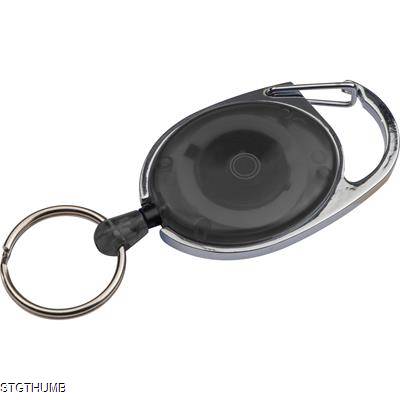 RETRACTABLE KEYRING with Carabiner in Black