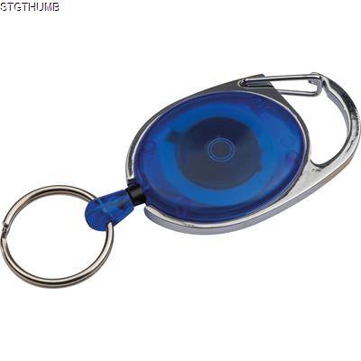 RETRACTABLE KEYRING with Carabiner in Blue