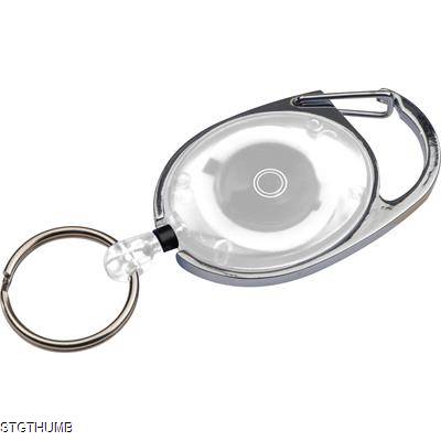 RETRACTABLE KEYRING with Carabiner in White