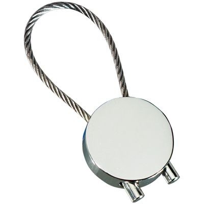 ROUND CABLE KEYRING in Polished Silver Metal Finish